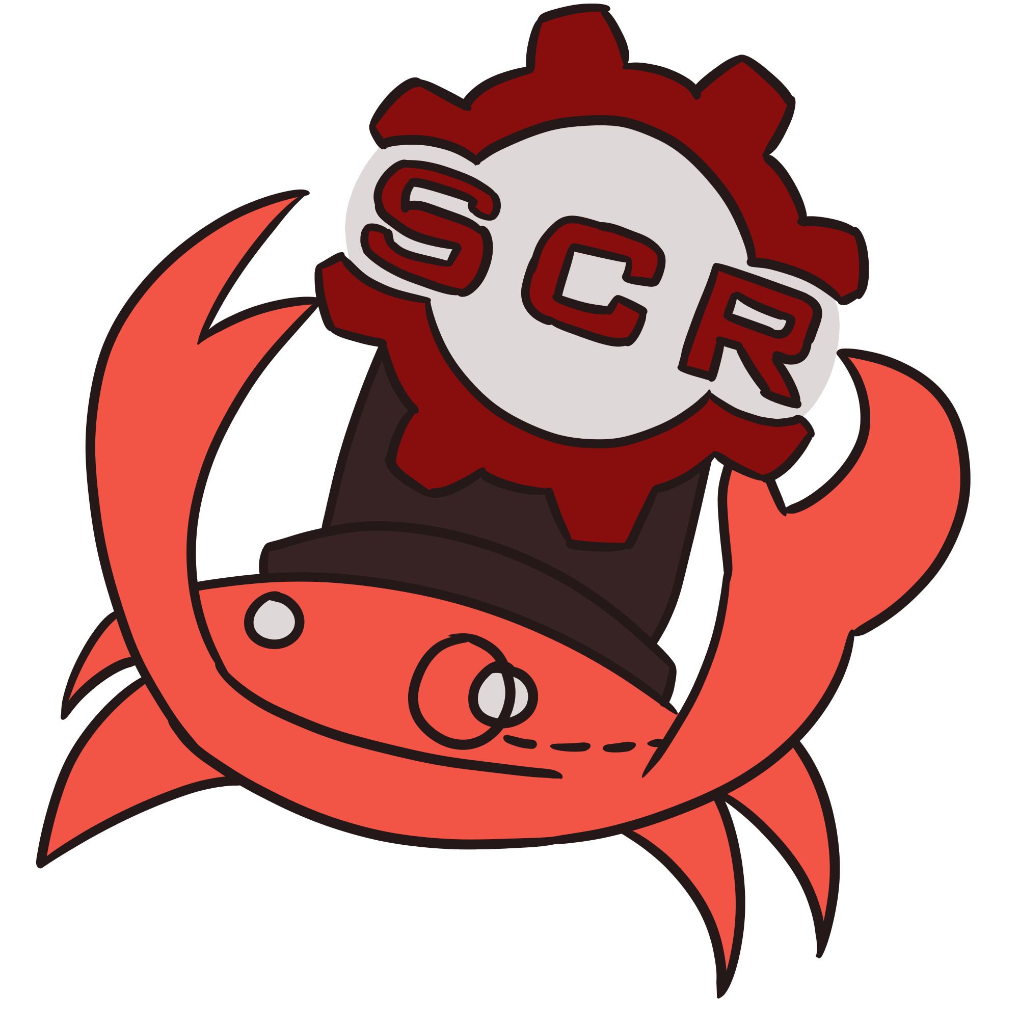 Scrabby holding the SCR logo